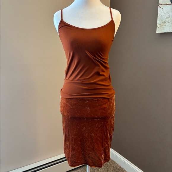 Triple Seven Rust Velvet Top and Skirt Set - Picture 1 of 4